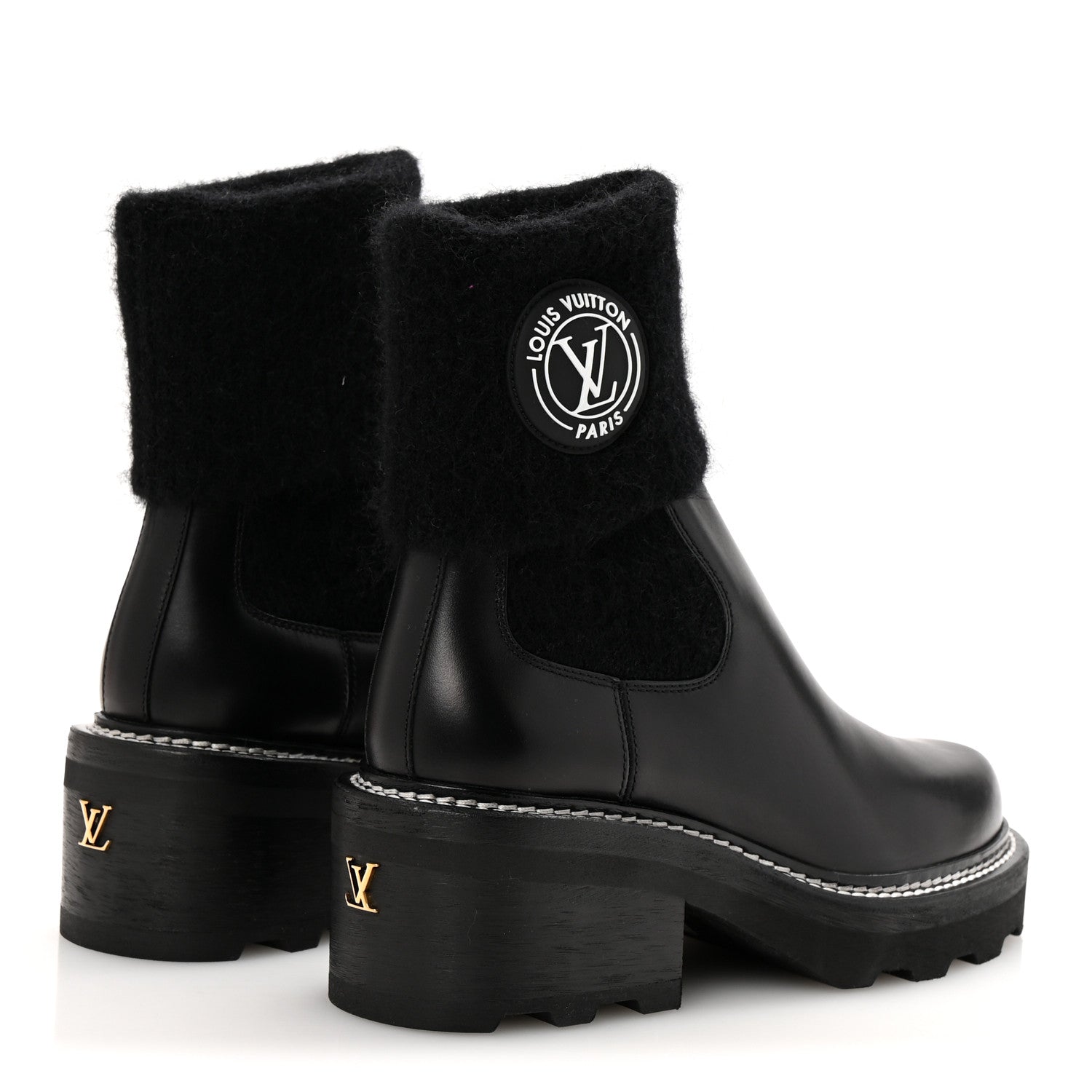 Louis Vuitton Calfskin Beaubourg Ankle Boots 37 Black 5 of 9