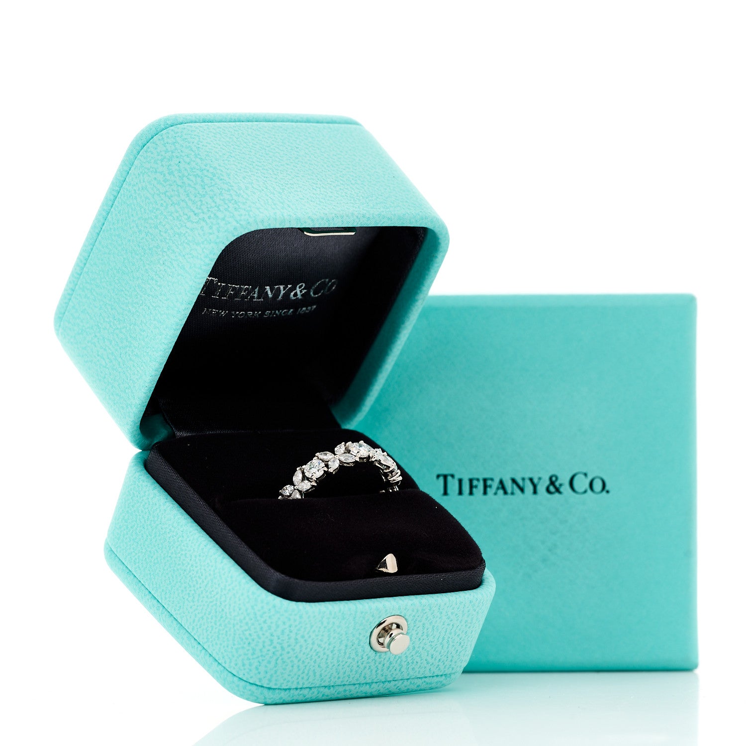 Tiffany Platinum Diamond Victoria Alternating Band Ring 55 7.25 5 of 5