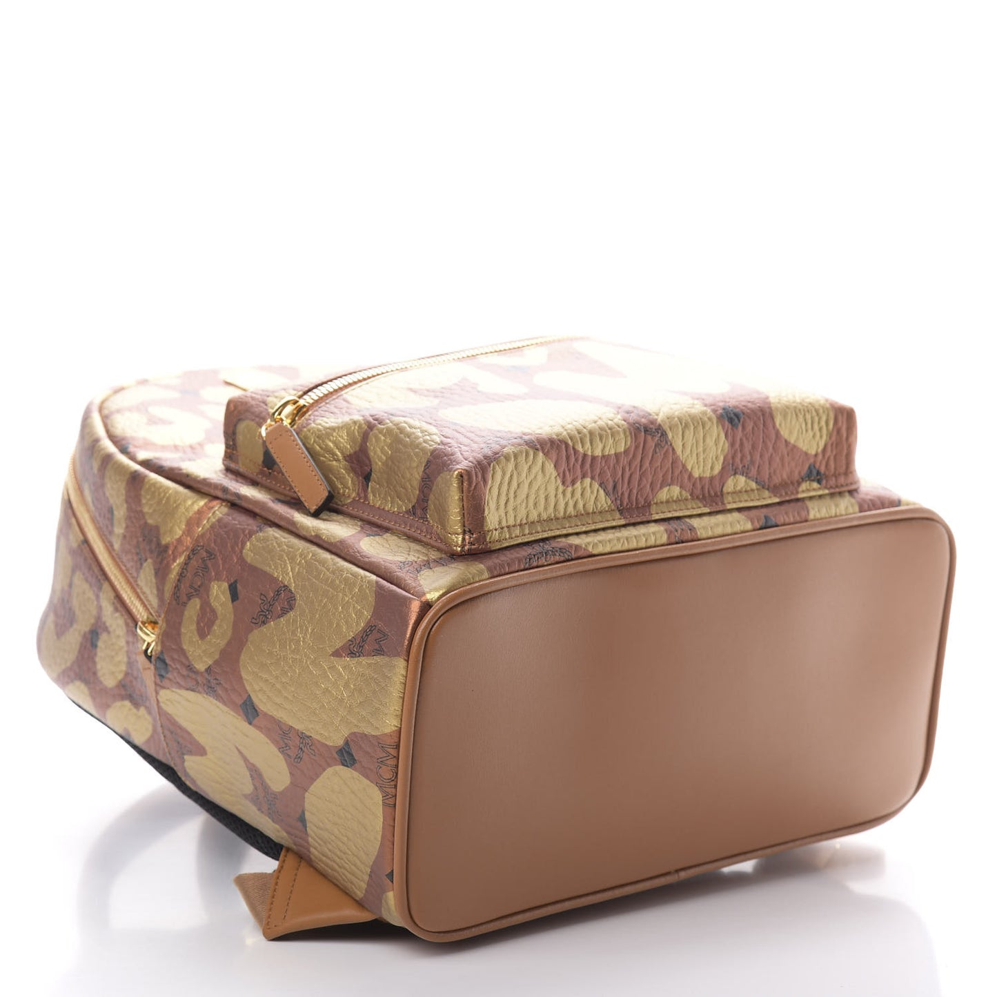 Metallic Visetos Leopard Print Small Stark Backpack Cognac