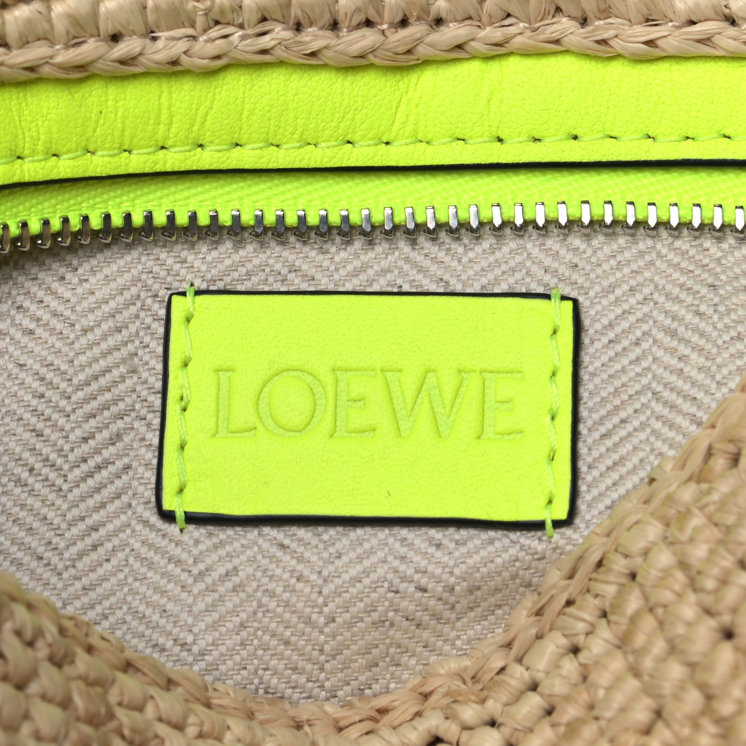 Loewe Raffia Crossbody Bag Natural Neon Yellow 4 of 5