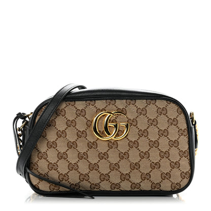 Gucci Monogram Matelasse Diagonal Small GG Marmont Chain Shoulder Bag Beige Black 1 of 8