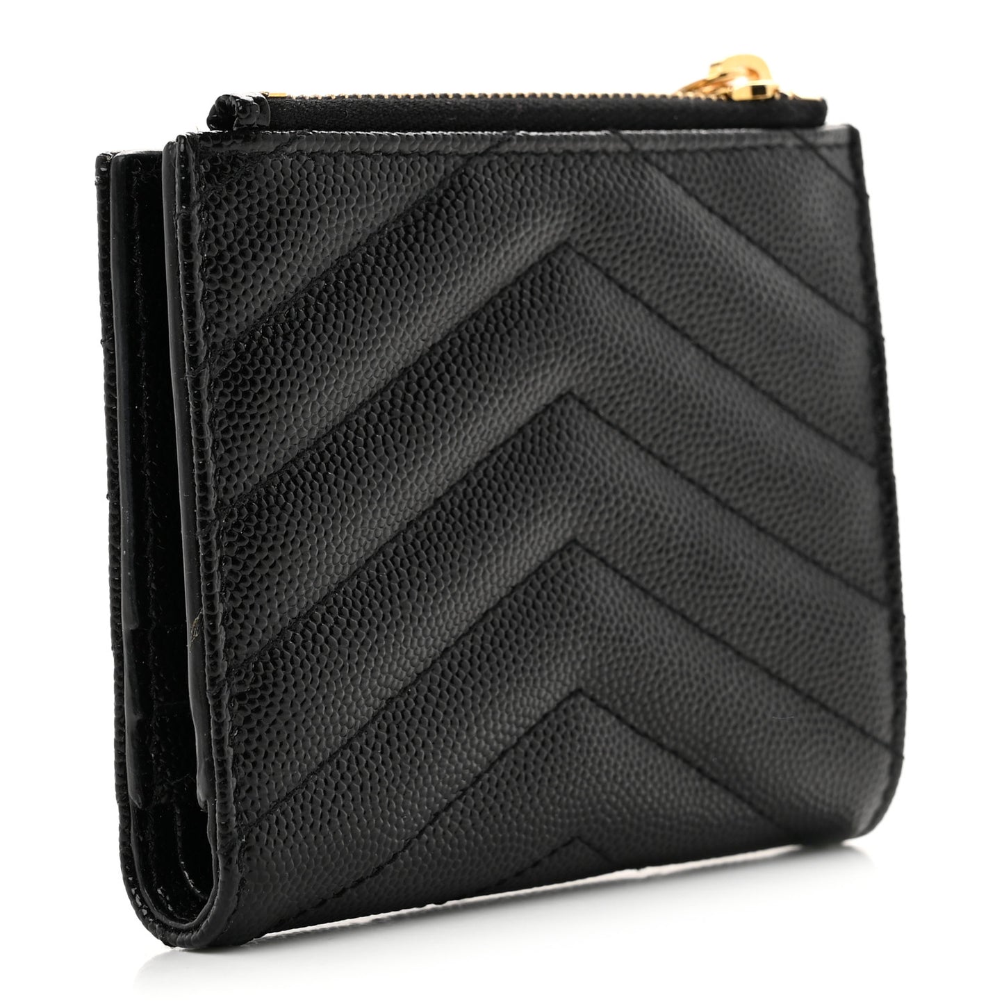 Grain De Poudre Matelasse Chevron Monogram Zipped Card Case Black