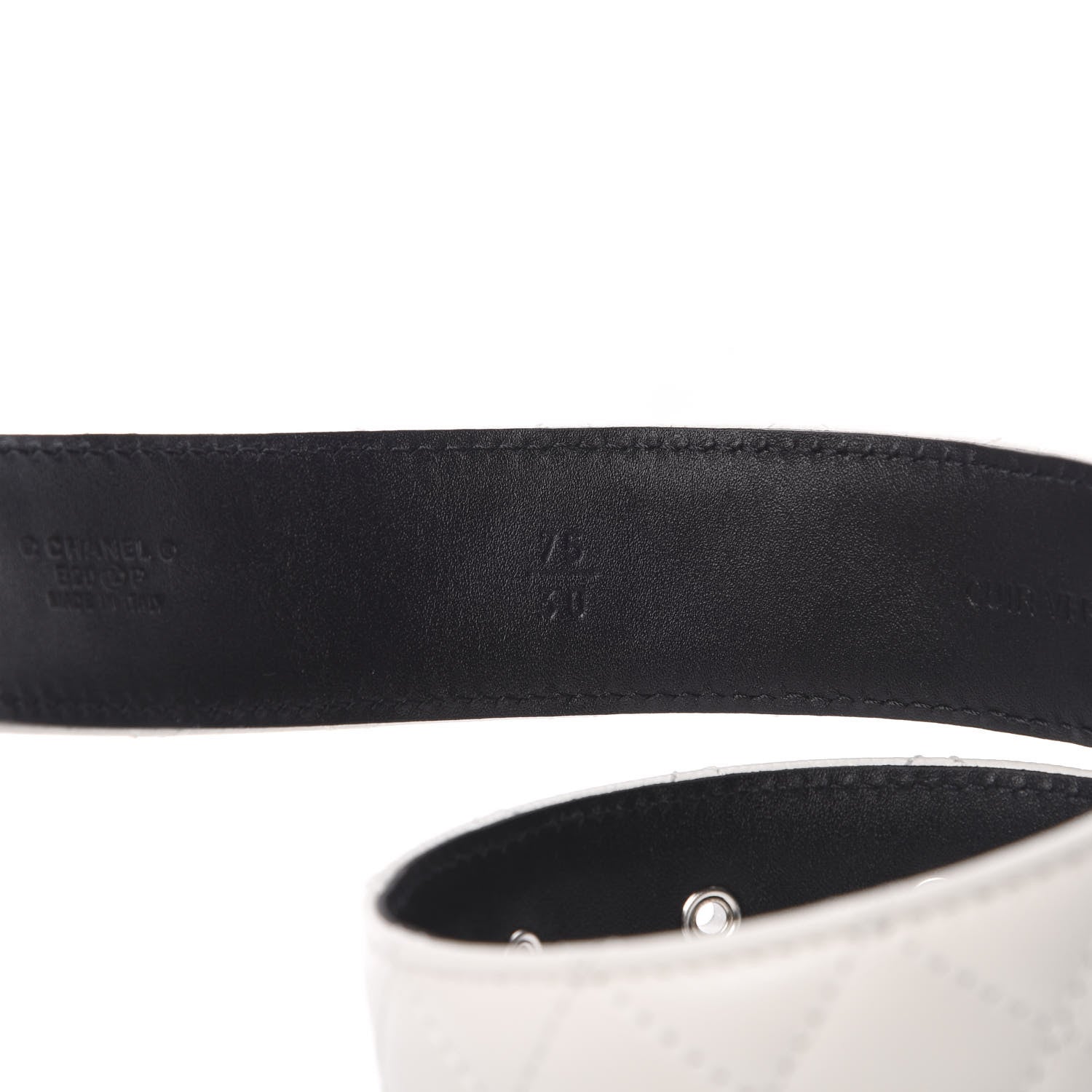 Chanel Caviar Quilted CC Chain Belt 75 30 White 4 of 8
