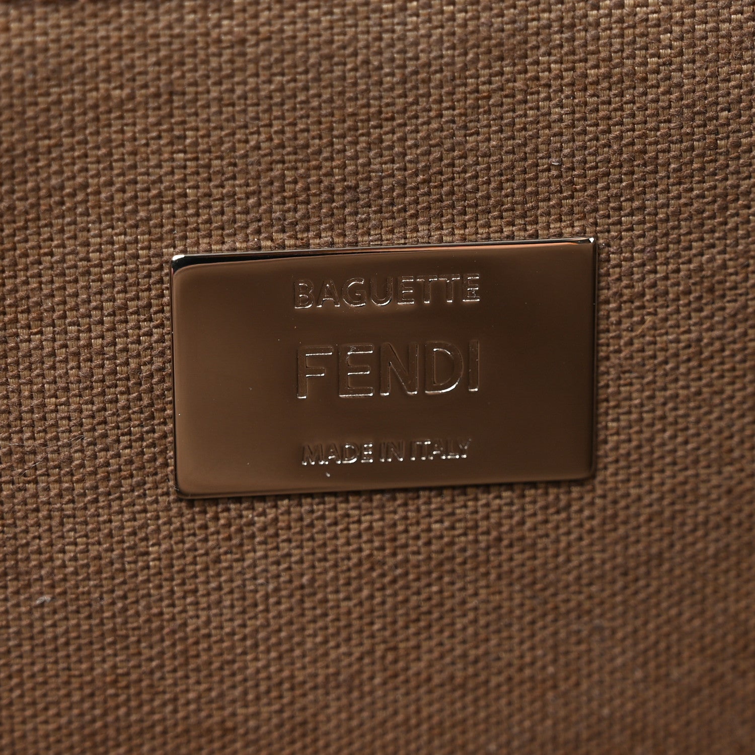 Fendi Velvet Jacquard FF Crystal Embossed Baguette Cappuccino 6 of 11