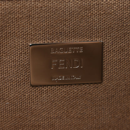 Fendi Velvet Jacquard FF Crystal Embossed Baguette Cappuccino 6 of 11