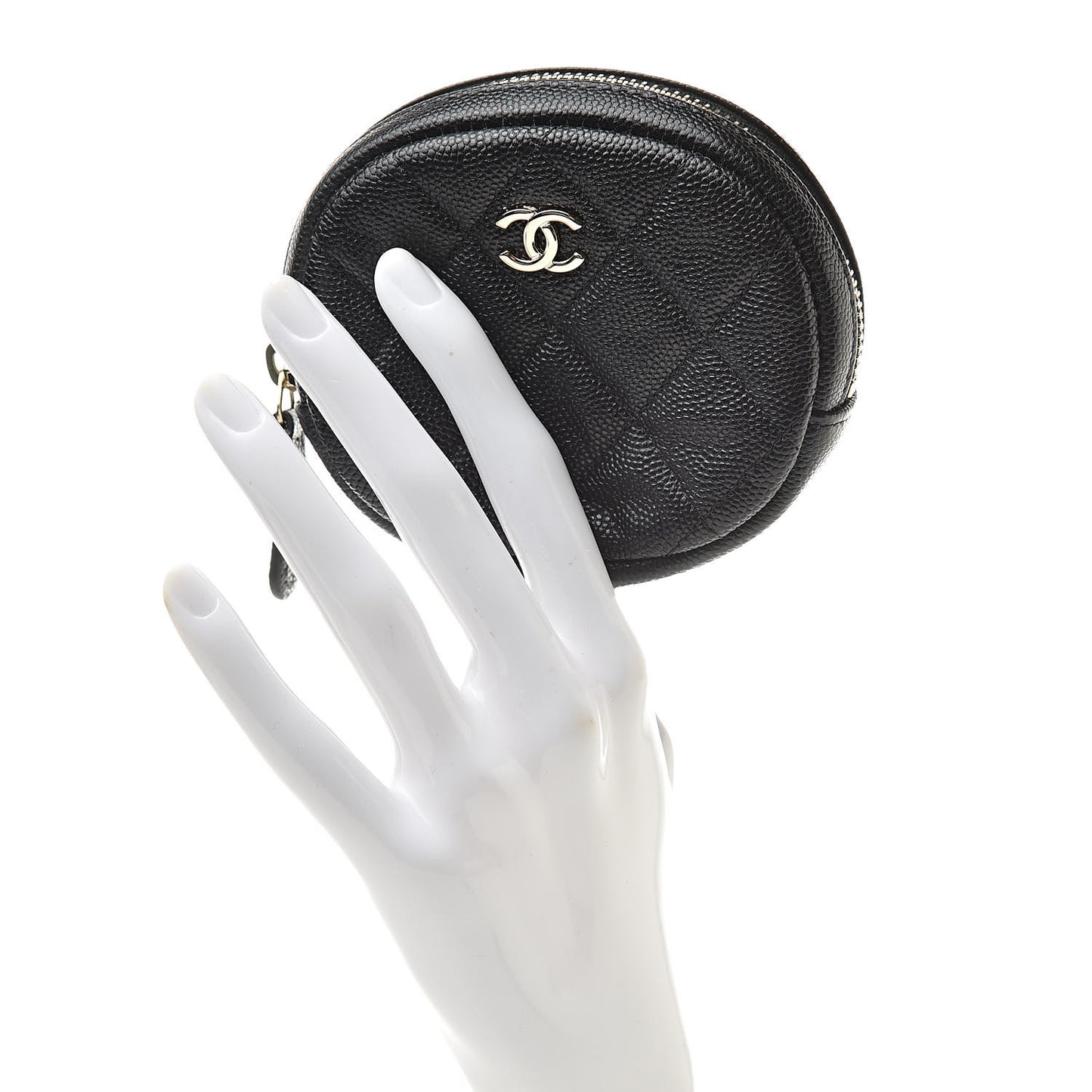 Caviar Quilted Zip Around Classic Coin Purse Black