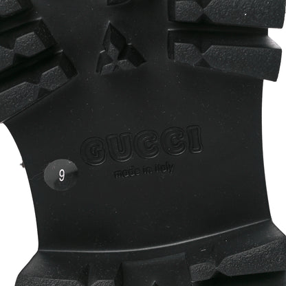 Gucci Monogram Jumbo GG Miro Soft Calfskin Mens Lace Up Combat Boots 9 Camel Ebony Black 6 of 9