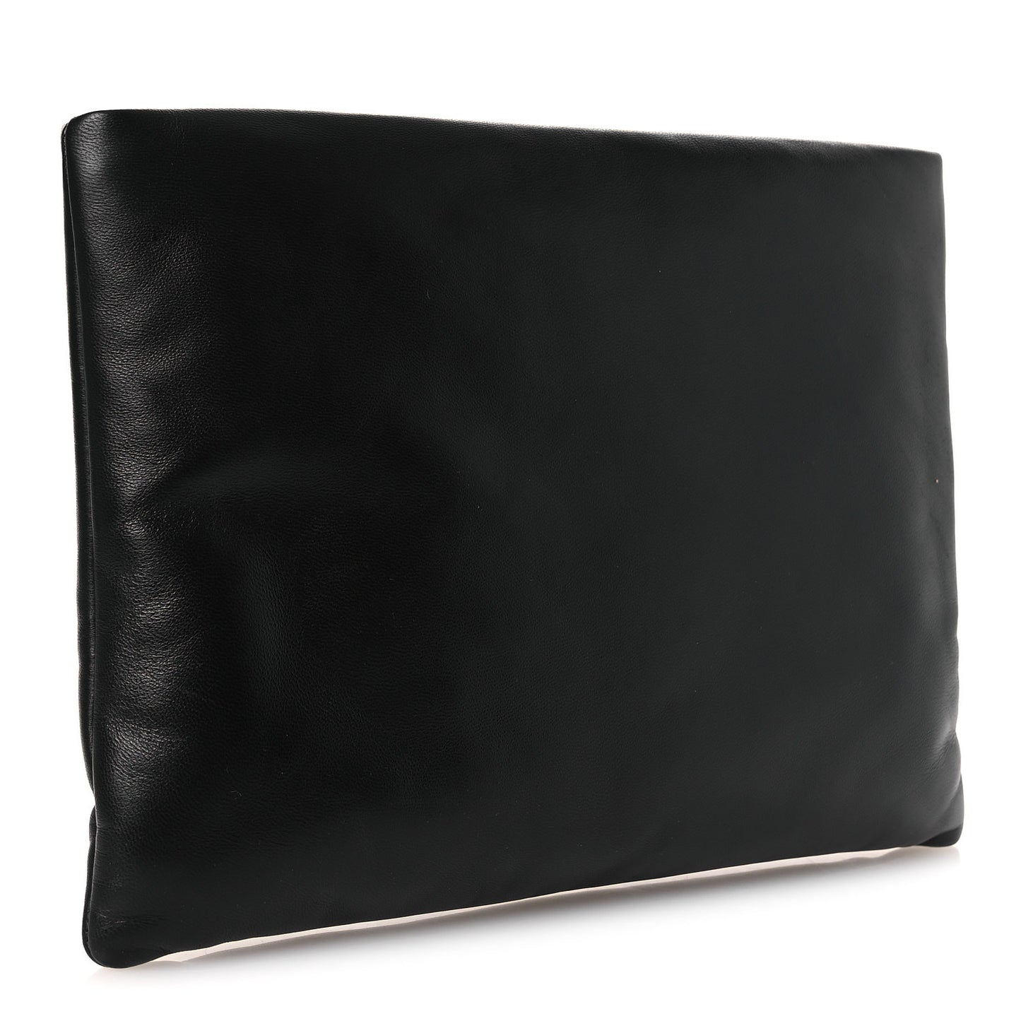 Lambskin Large Puffy Pouch Black