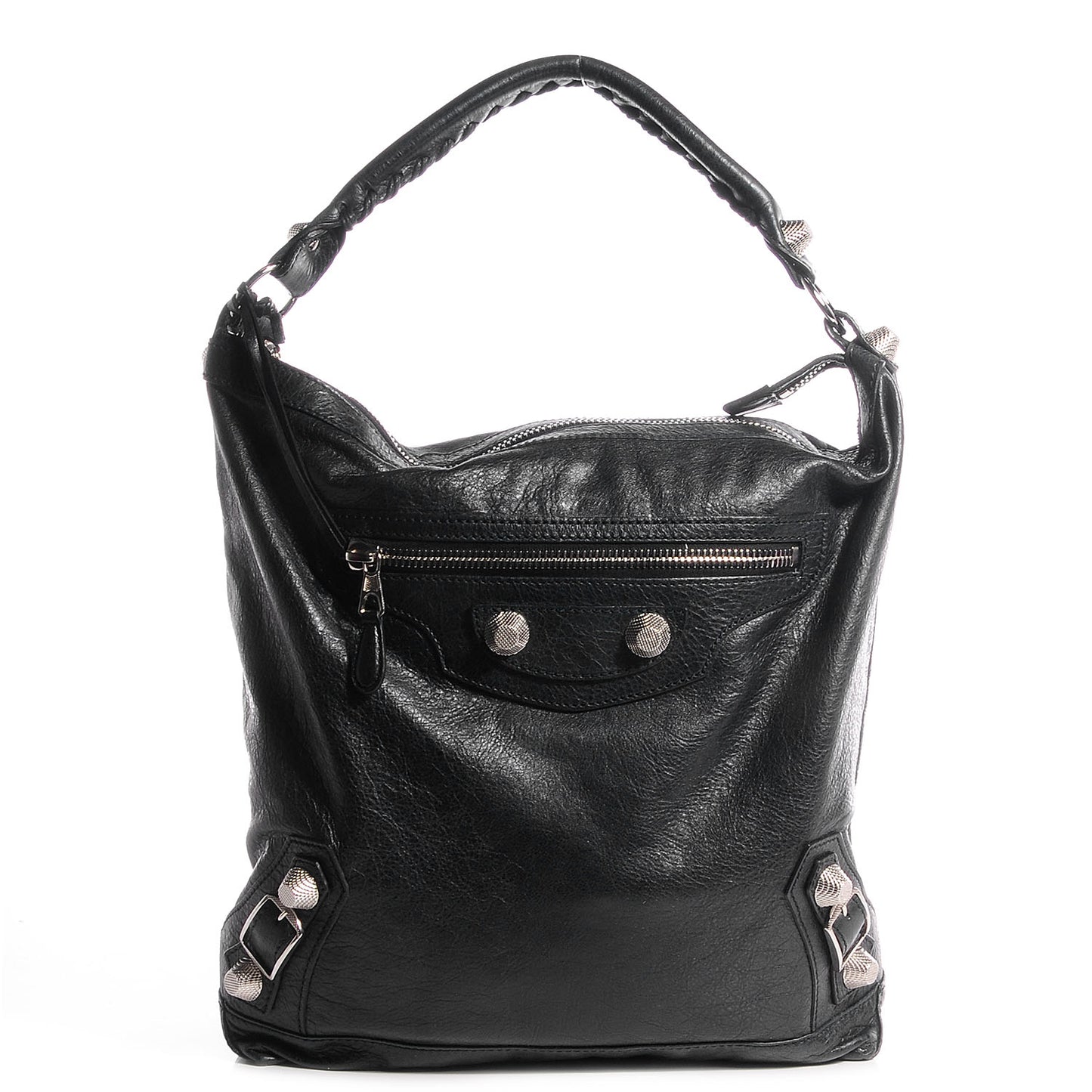 Agneau Giant 21 Silver Hardware Day Hobo Black