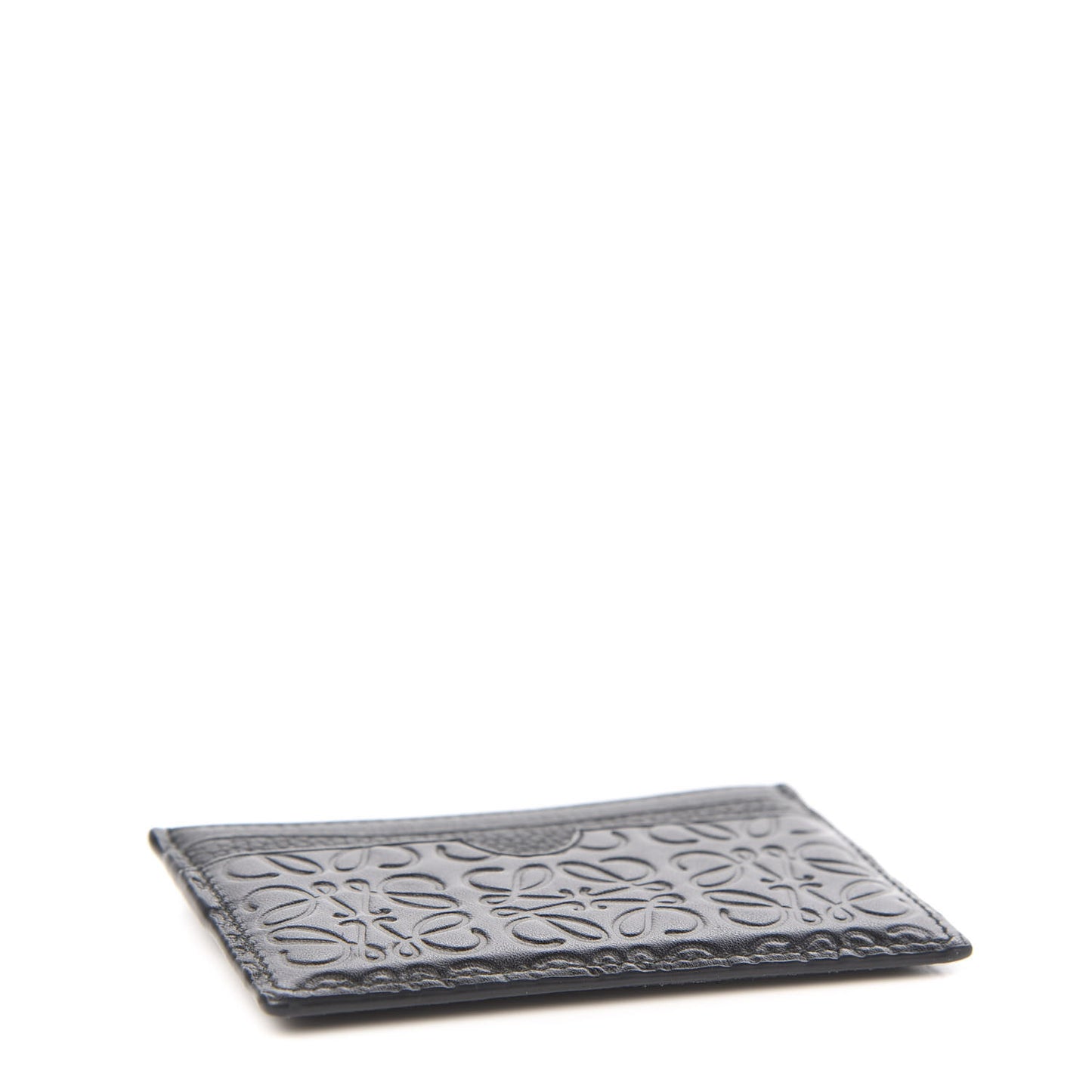 Calfskin Embossed Puzzle Plain Card Holder Black