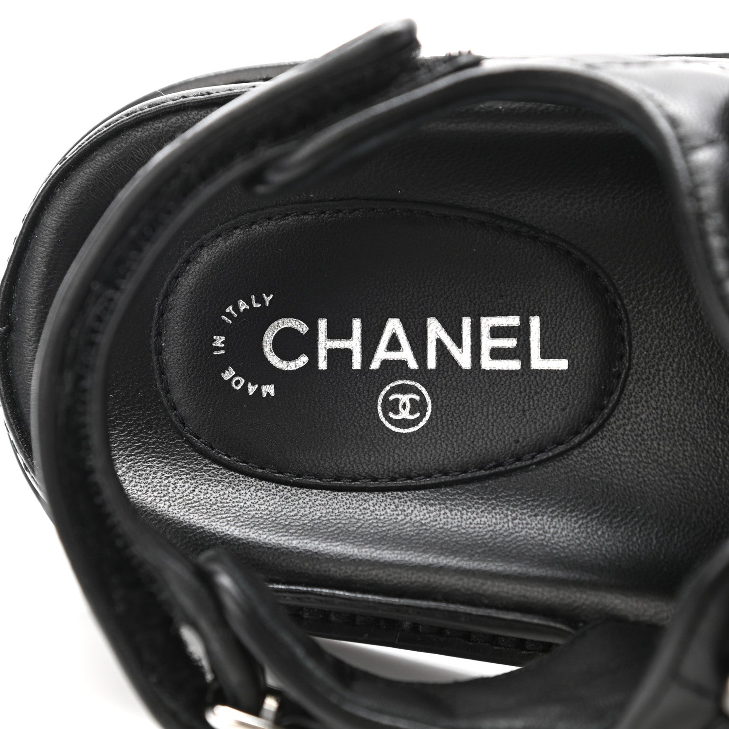 Chanel Lambskin Velcro Dad Sandals 35 Black 7 of 8