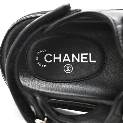 Chanel Lambskin Velcro Dad Sandals 35 Black 7 of 8