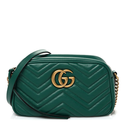 Gucci Calfskin Matelasse Small GG Marmont Chain Shoulder Bag Emerald Green 1 of 11
