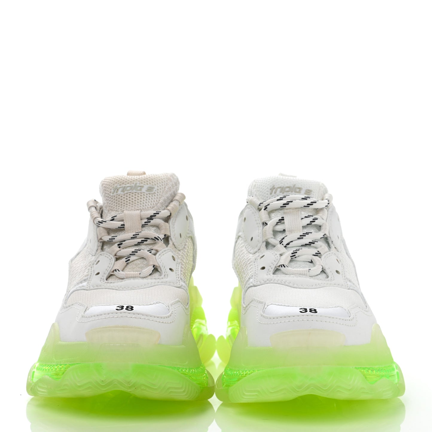 Fabric Mesh Clear Sole Fluo Womens Triple S Sneakers 38 White Fluo Yellow