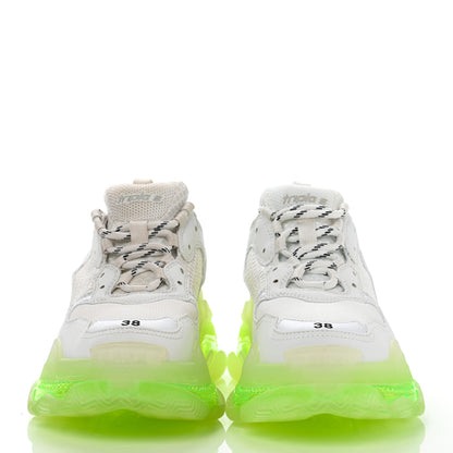 Balenciaga Fabric Mesh Clear Sole Fluo Womens Triple S Sneakers 38 White Fluo Yellow 2 of 8
