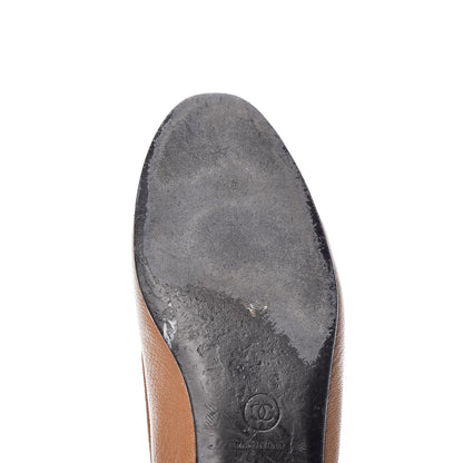Chanel Patent Goatskin Cap Toe Ballerina Flats 37.5 Camel 11 of 18