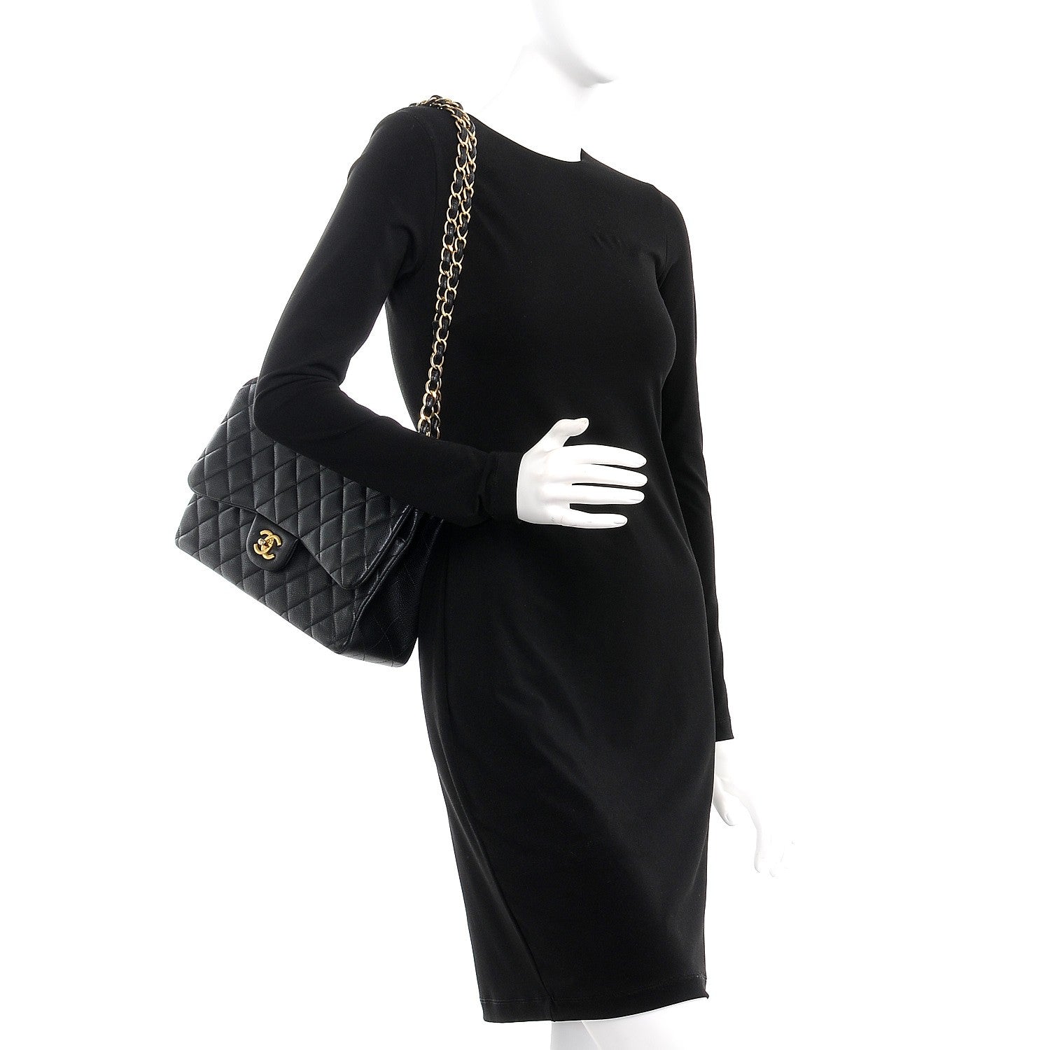 Chanel Caviar Quilted Jumbo Double Flap Black 3 of 8