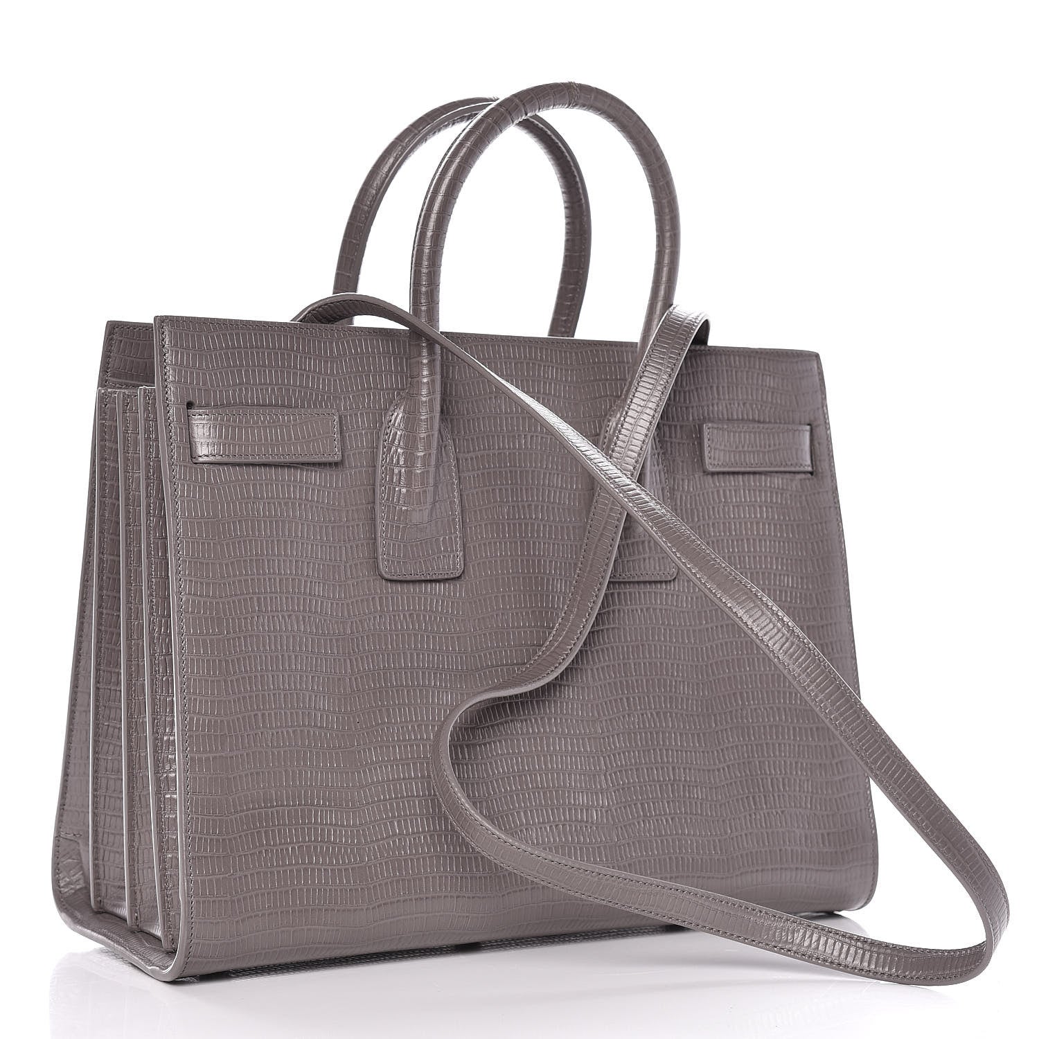 Saint Laurent Lizard Calfskin Embossed Small Sac De Jour Fog 3 of 9