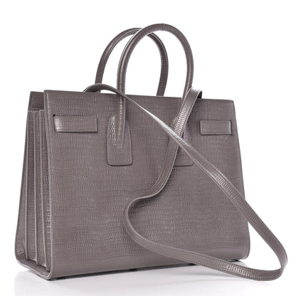Saint Laurent Lizard Calfskin Embossed Small Sac De Jour Fog 3 of 9