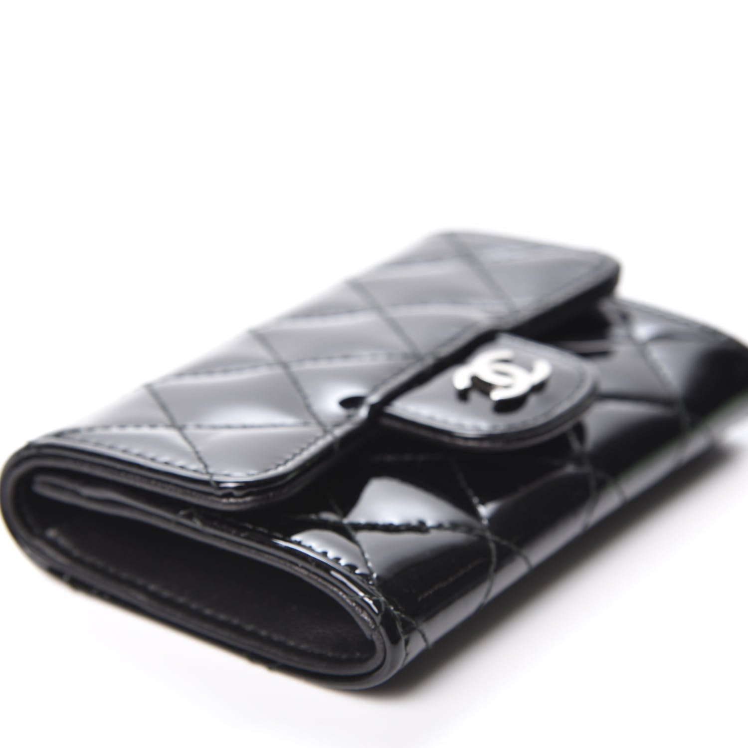 Chanel Patent Quilted Flap Card Holder Black 5 of 9