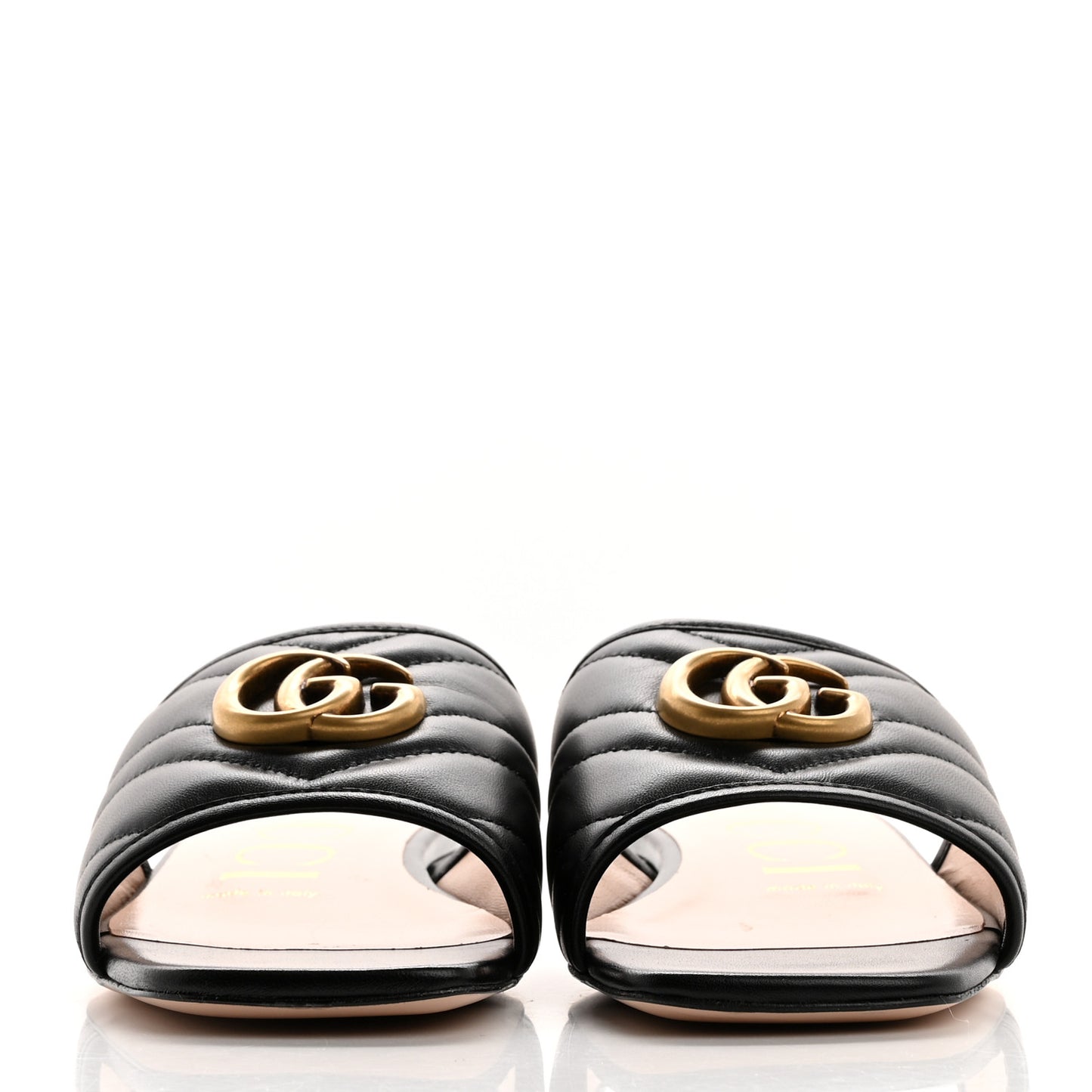 Nappa Matelasse GG Marmont Flat Slide Sandals 36.5 Black