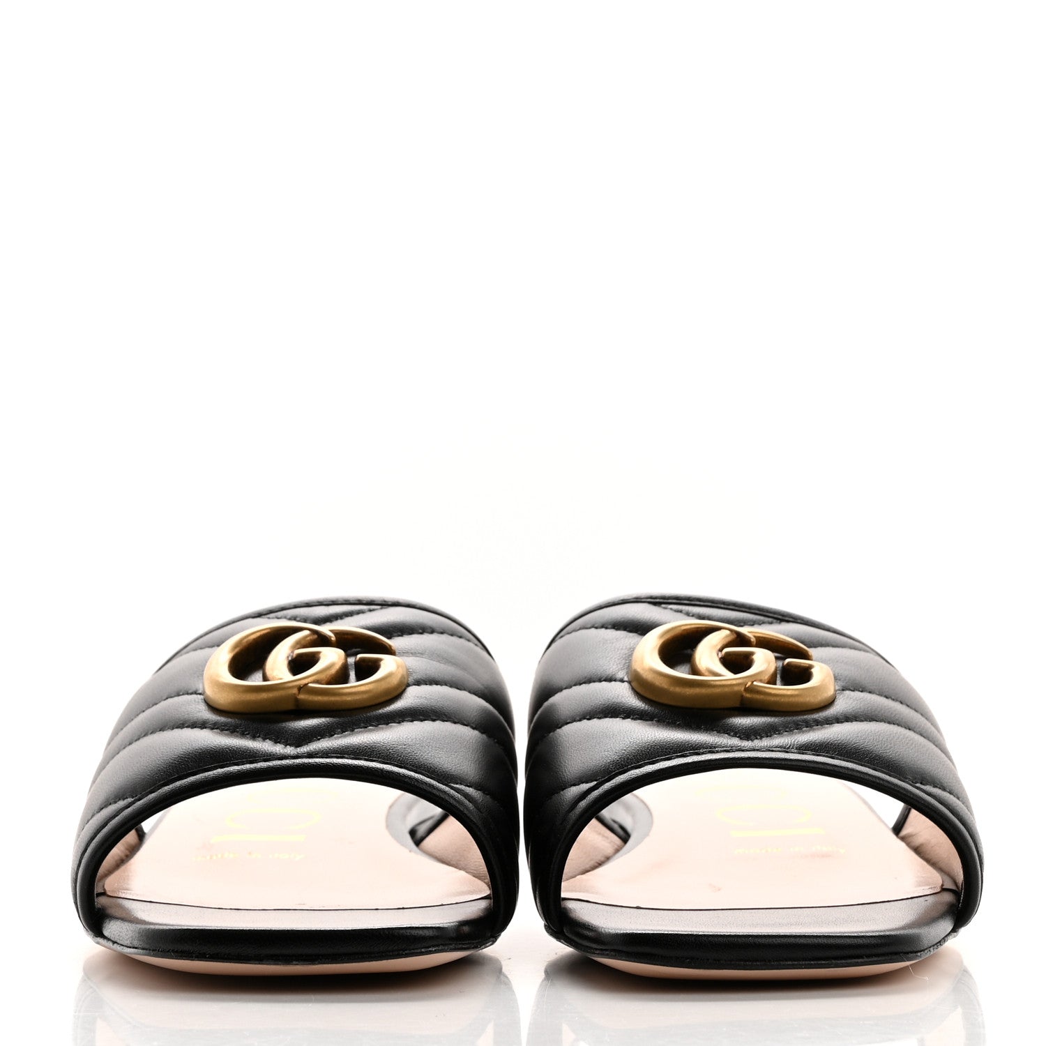 Gucci Nappa Matelasse GG Marmont Flat Slide Sandals 36.5 Black 2 of 9