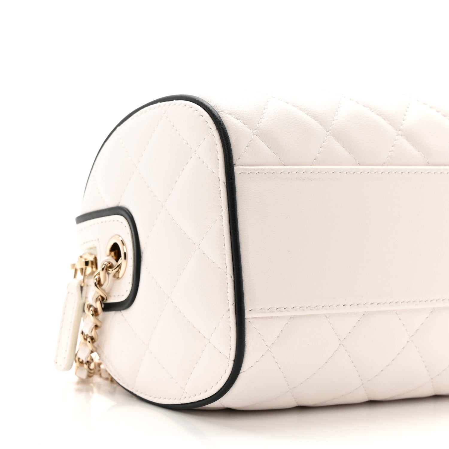 Chanel Lambskin Quilted Barrel Clutch With Chain White 9 of 11
