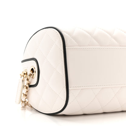 Chanel Lambskin Quilted Barrel Clutch With Chain White 9 of 11