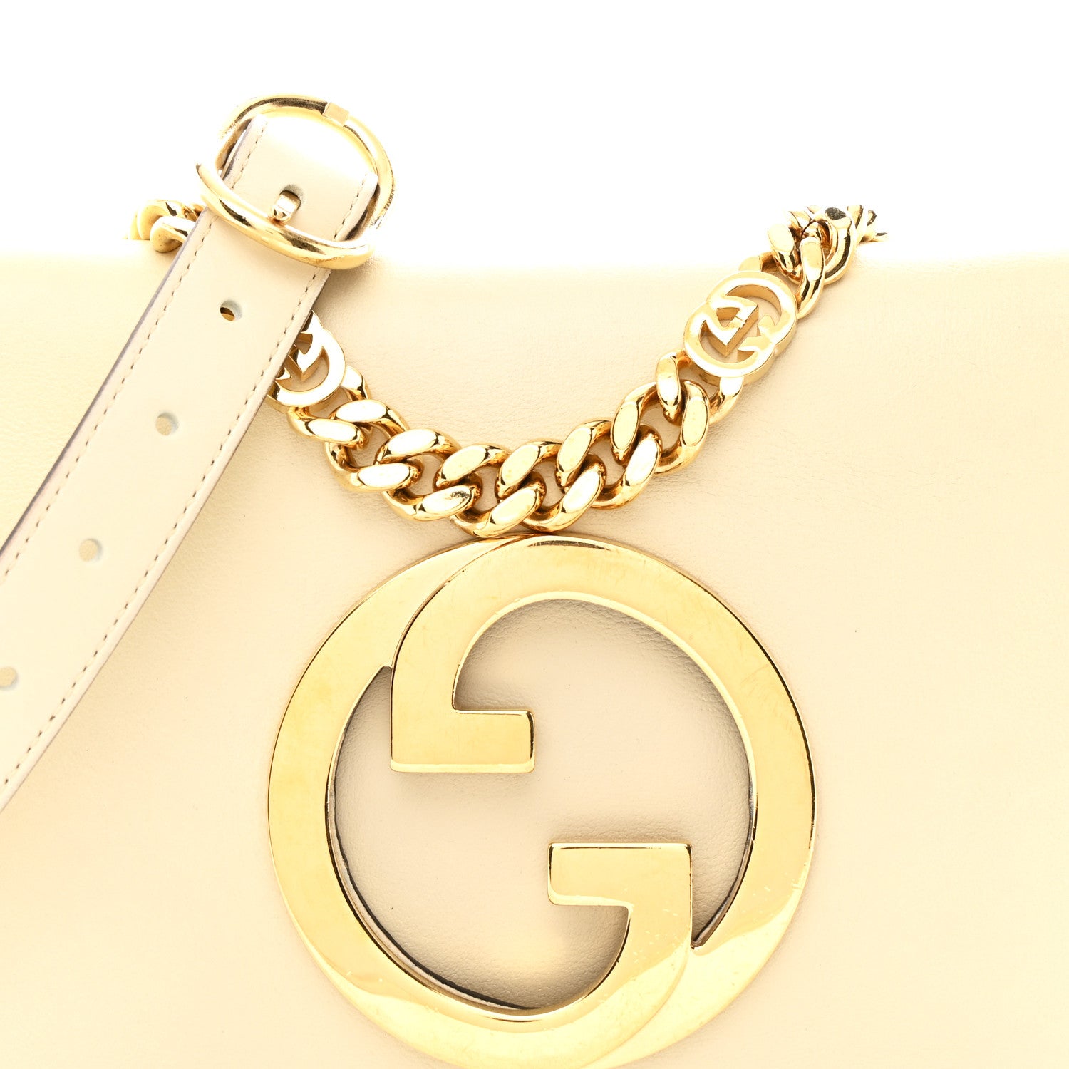 Gucci Roxy Calfskin Blondie Chain Shoulder Flap Bag Mystic White