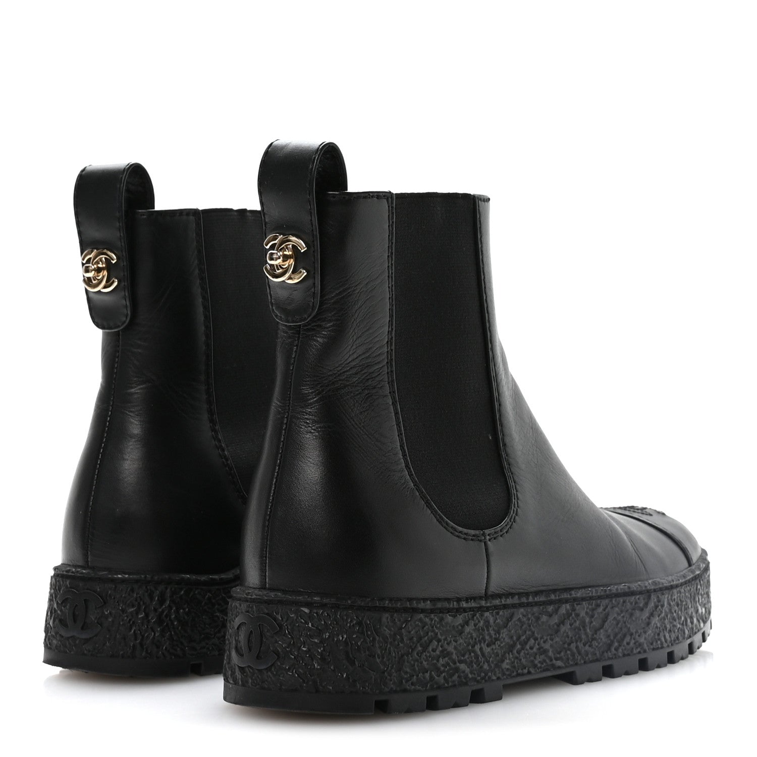 Chanel Calfskin Cap Toe CC Ankle Boots 37 Black 1821375 – FASHIONPHILE
