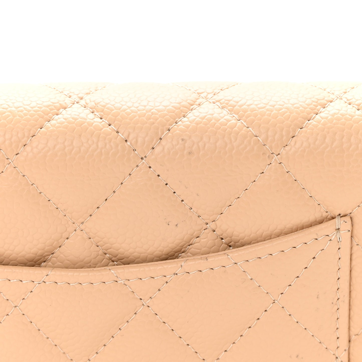 Caviar Quilted Wallet On Chain WOC Beige