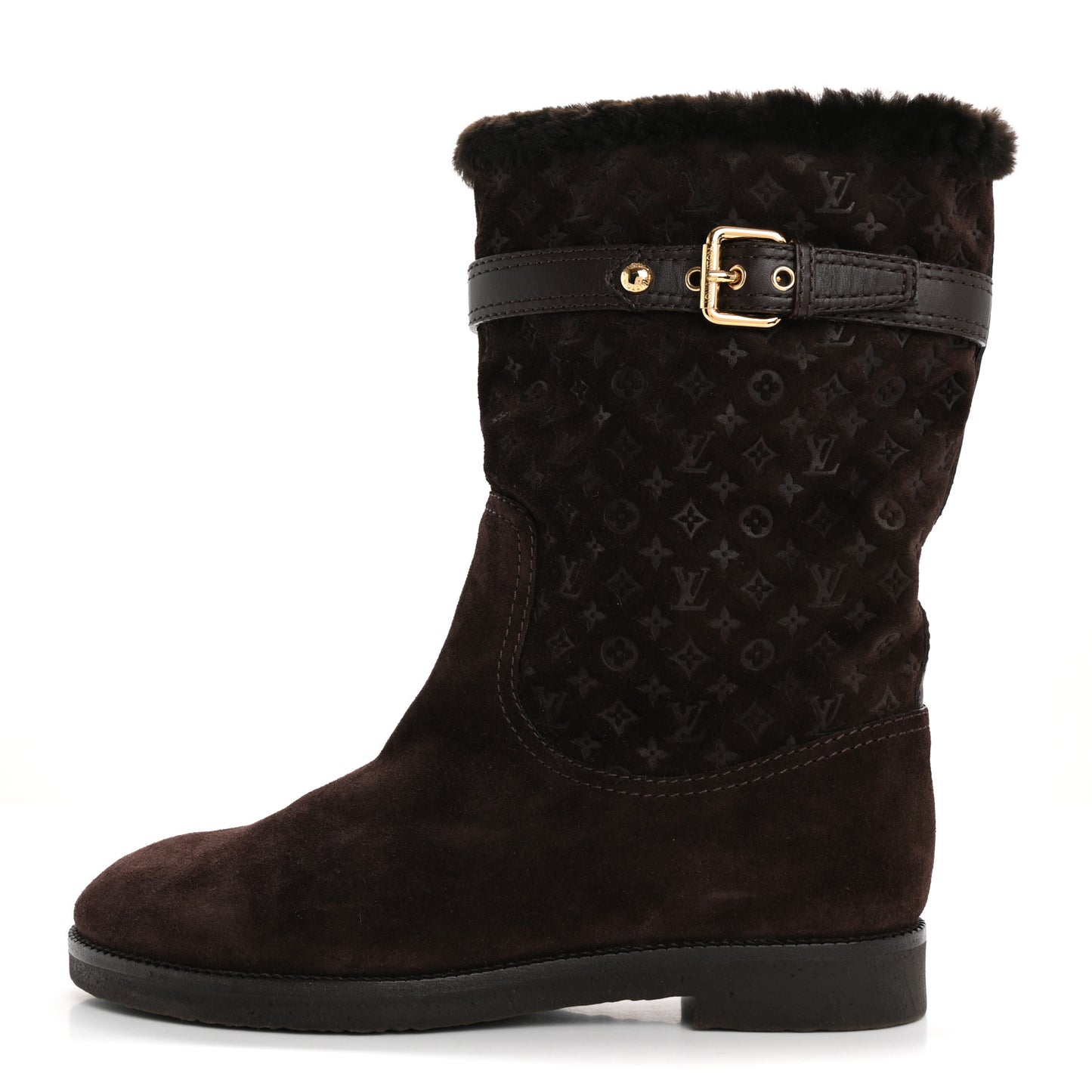 Suede Fur Wintry Boots 39 Brown