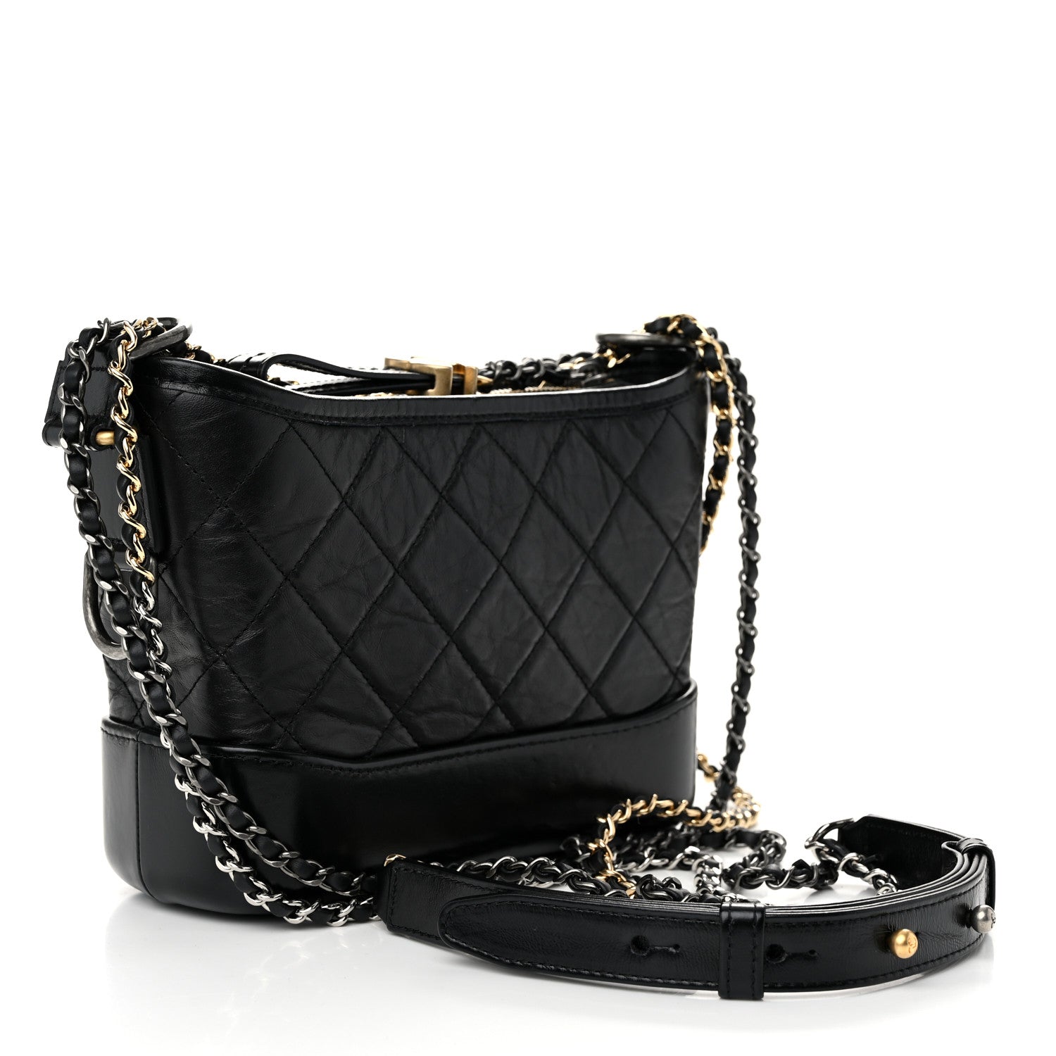 Chanel Aged Calfskin Quilted Small Gabrielle Hobo Black 3 of 10