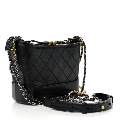 Chanel Aged Calfskin Quilted Small Gabrielle Hobo Black 3 of 10