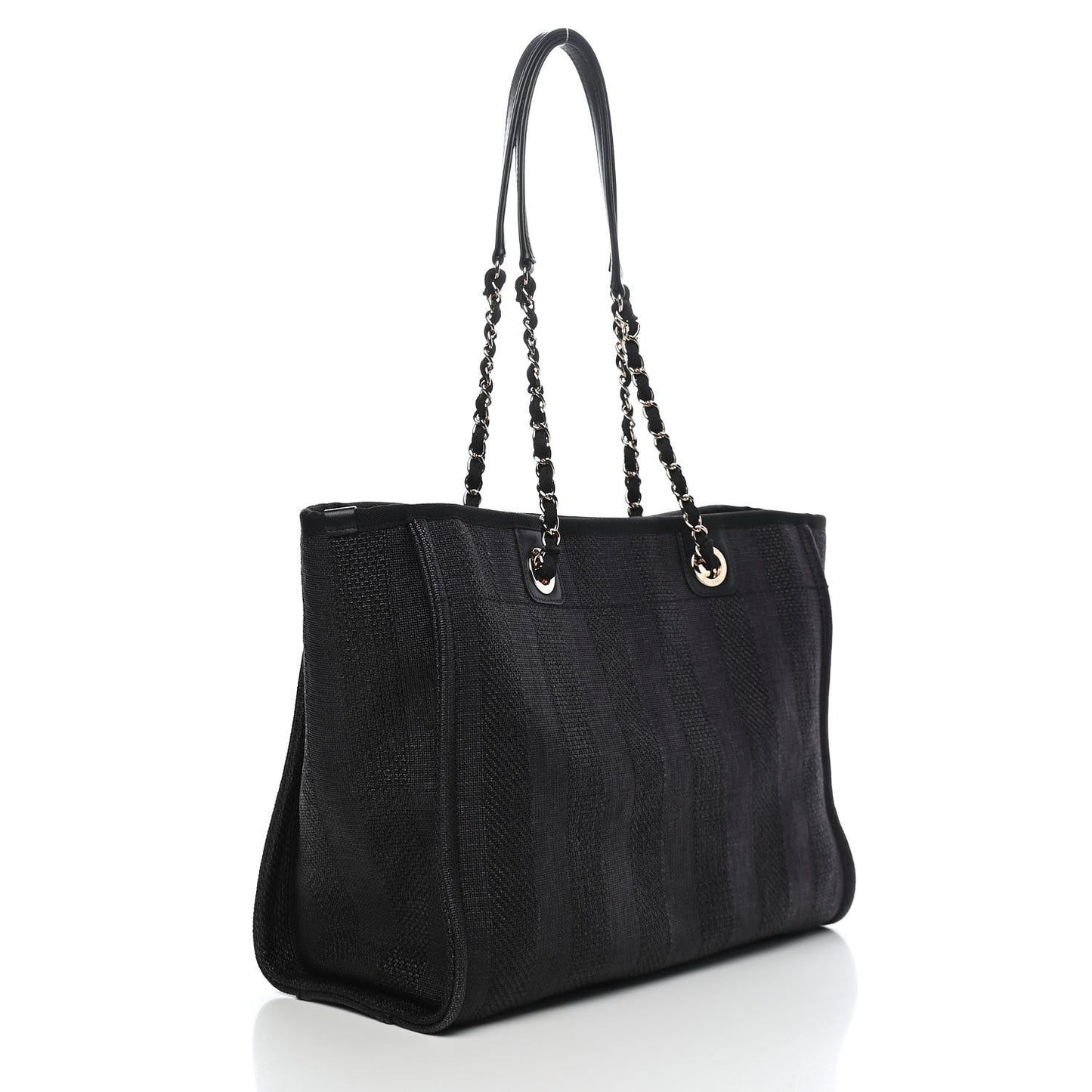 Mixed Fibers Striped Small Deauville Tote Black