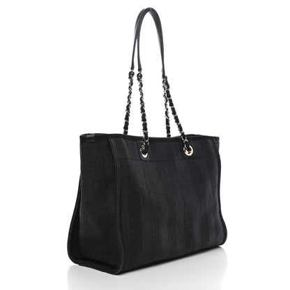 Chanel Mixed Fibers Striped Small Deauville Tote Black 3 of 9