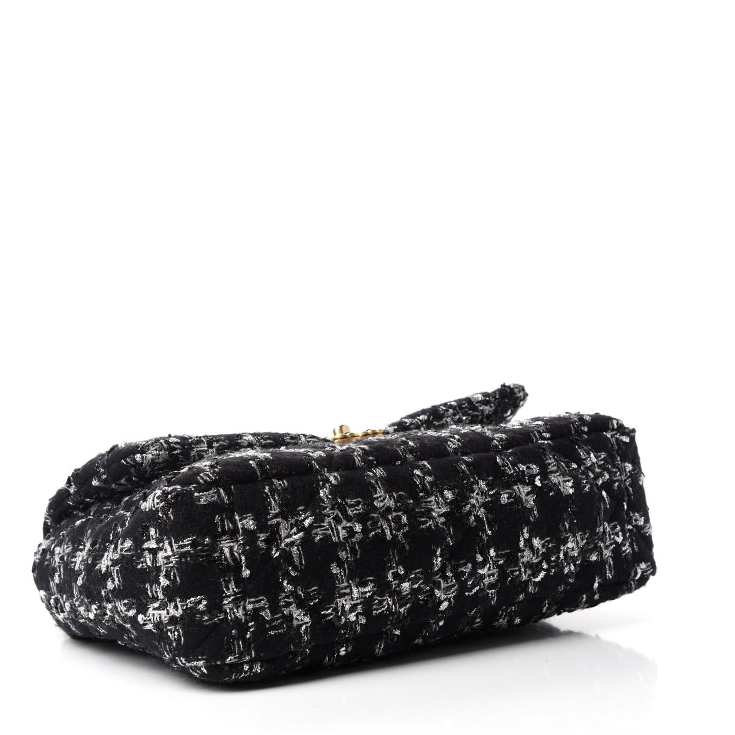 Tweed Quilted Large 19 Flap Black Ecru White
