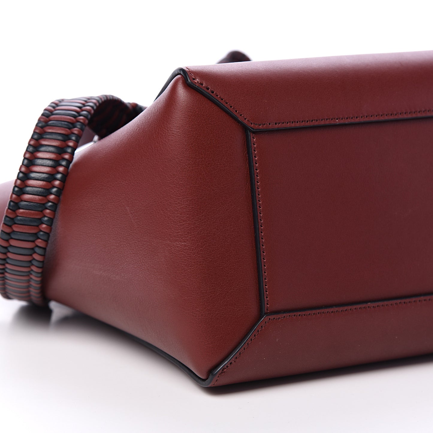 Smooth Calfskin Micro Bi-Color Braided Belt Bag Red Wood