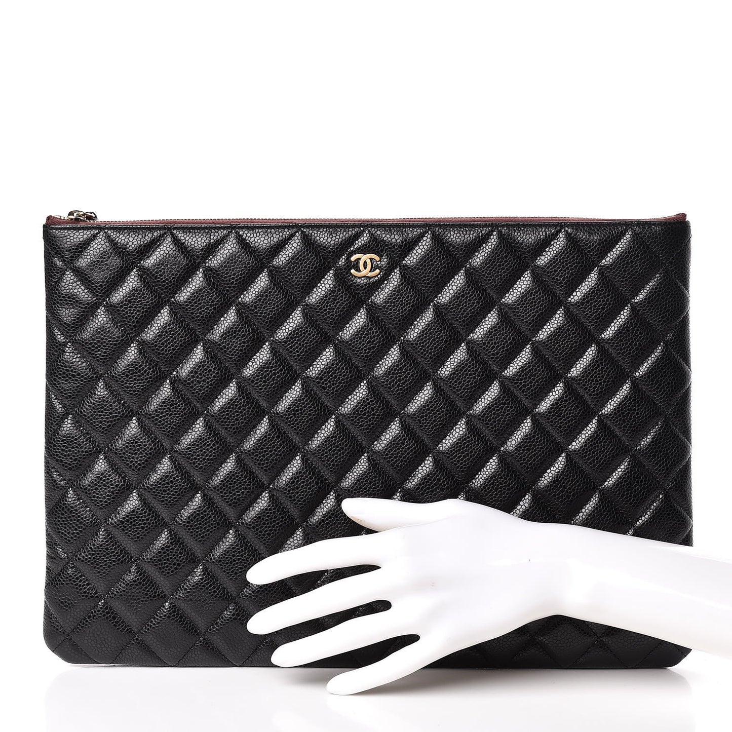 Caviar Quilted Large Cosmetic Case Black