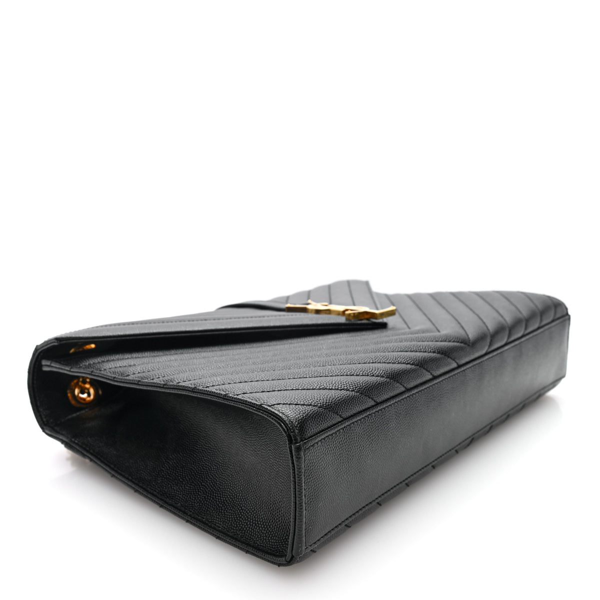 Saint Laurent Grain De Poudre Matelasse Chevron Large Monogram Satchel Black 4 of 9