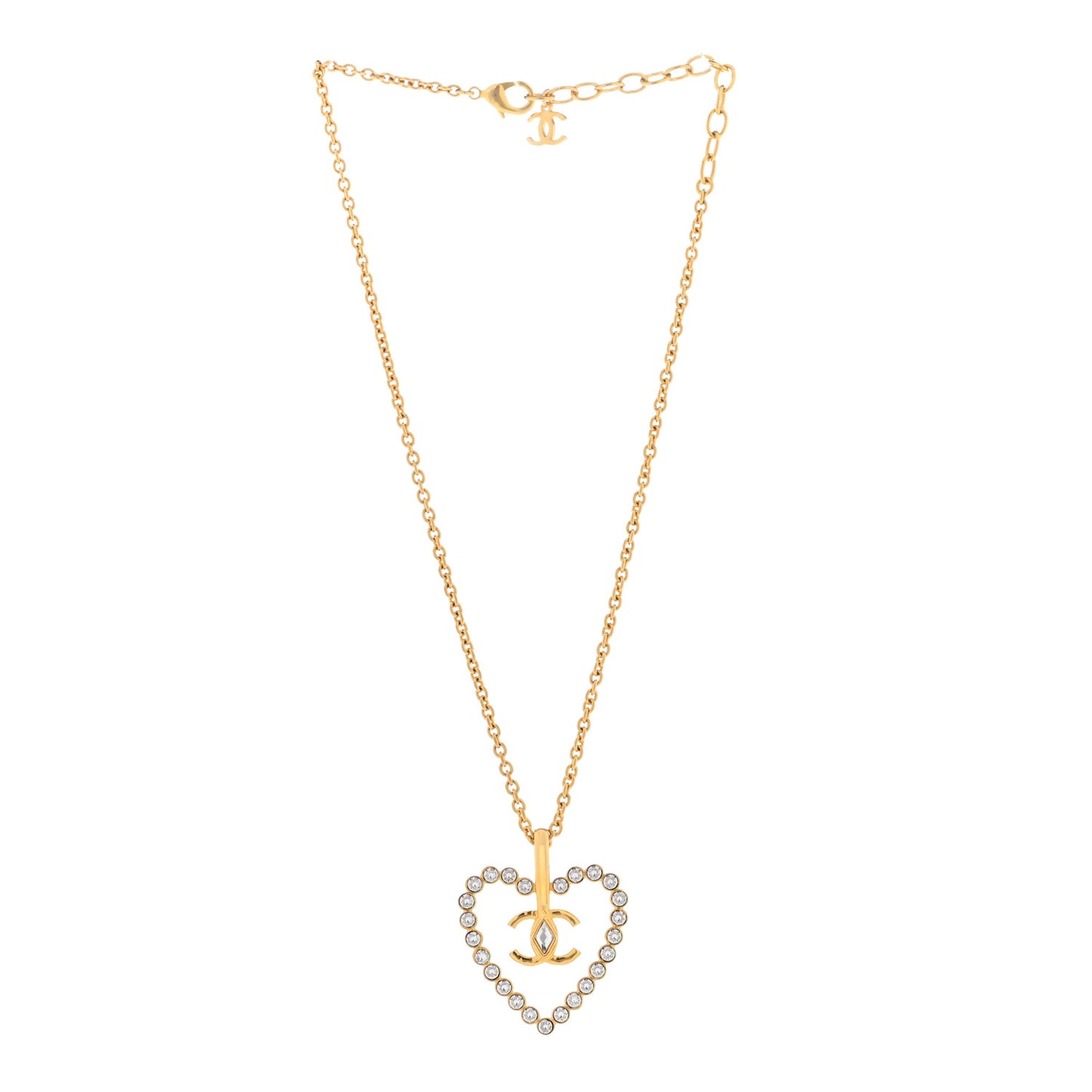 Crystal CC Heart Necklace Gold