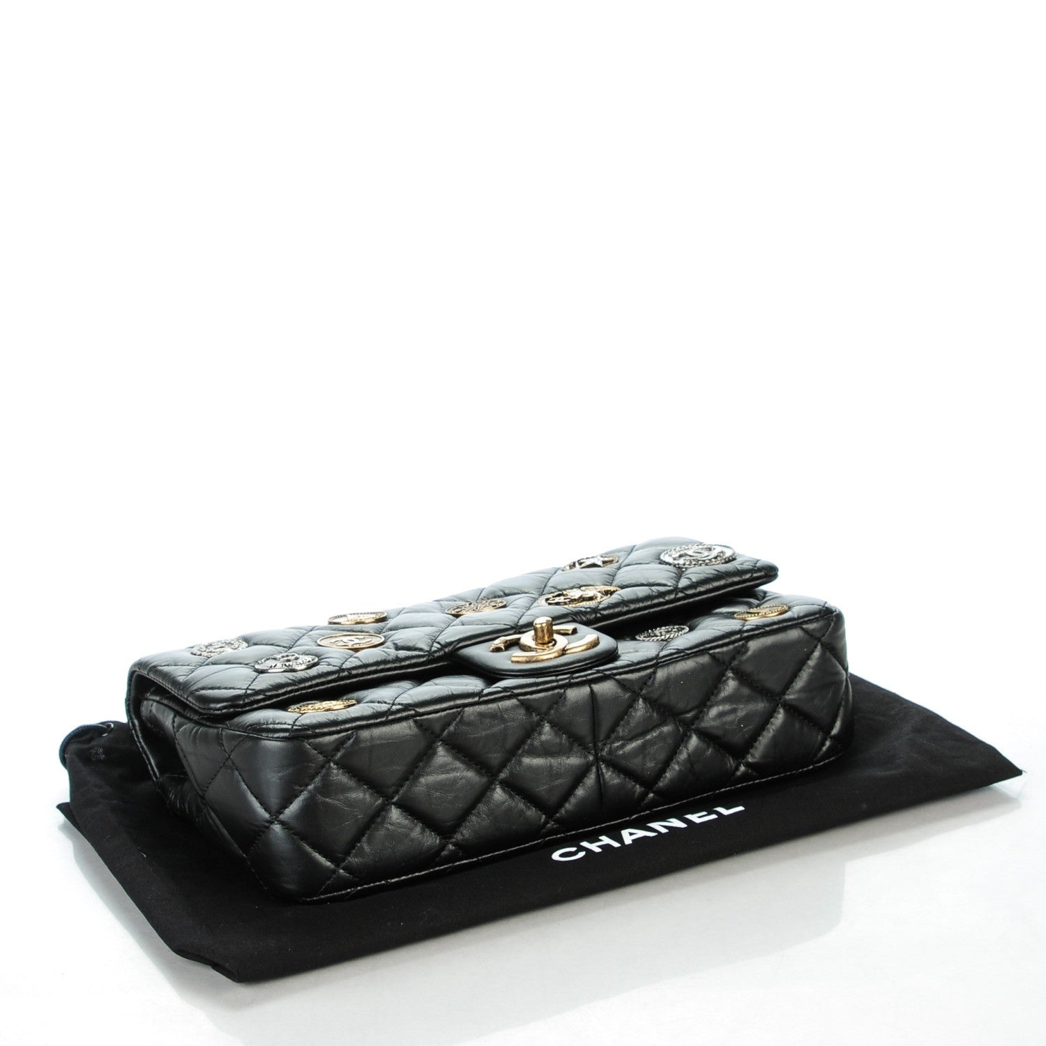 Chanel Aged Calfskin Quilted Medium Medallion Flap Black 4 of 8
