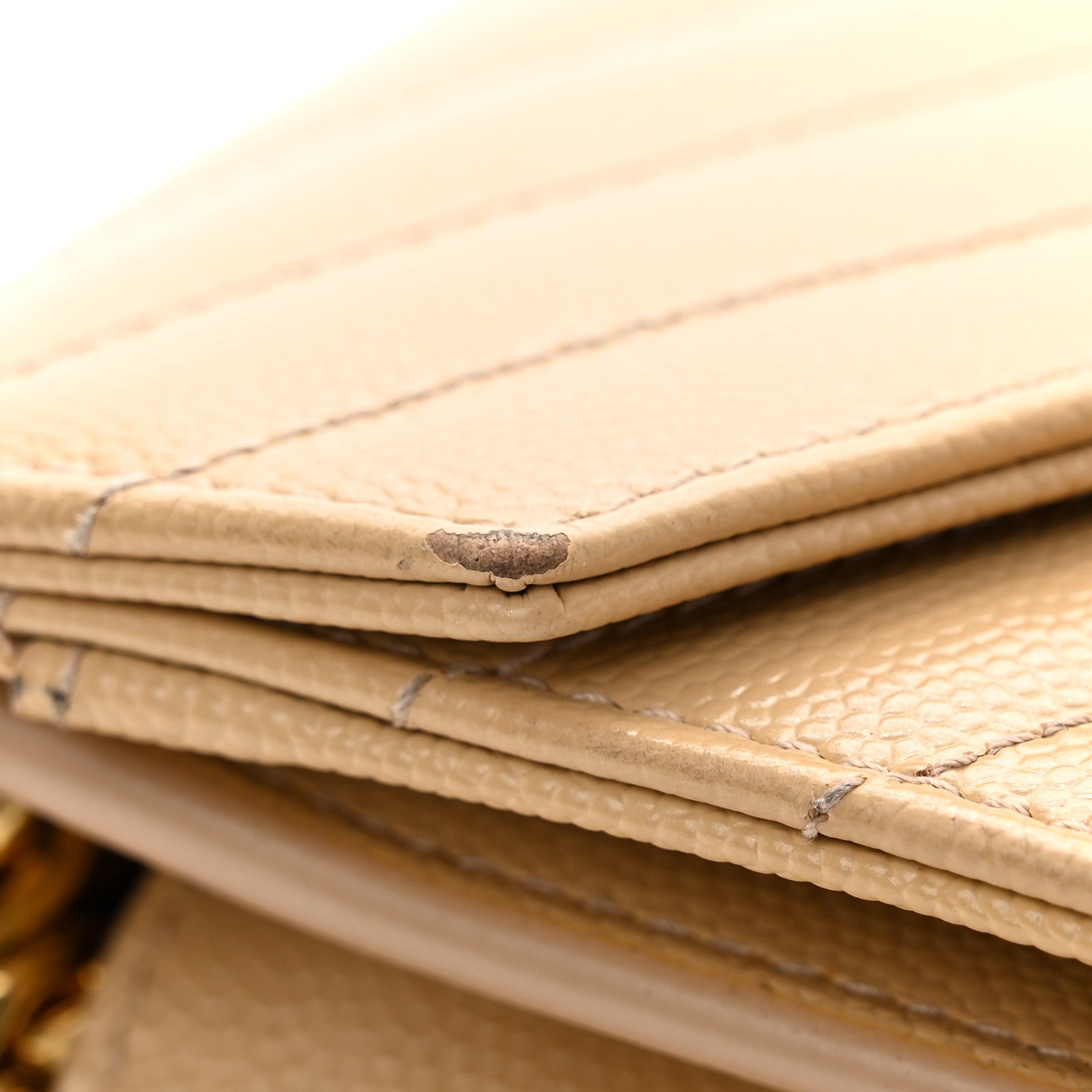 Saint Laurent Grain De Poudre Matelasse Chevron Monogram Chain Wallet Dark Beige 14 of 19