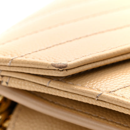 Saint Laurent Grain De Poudre Matelasse Chevron Monogram Chain Wallet Dark Beige 14 of 19