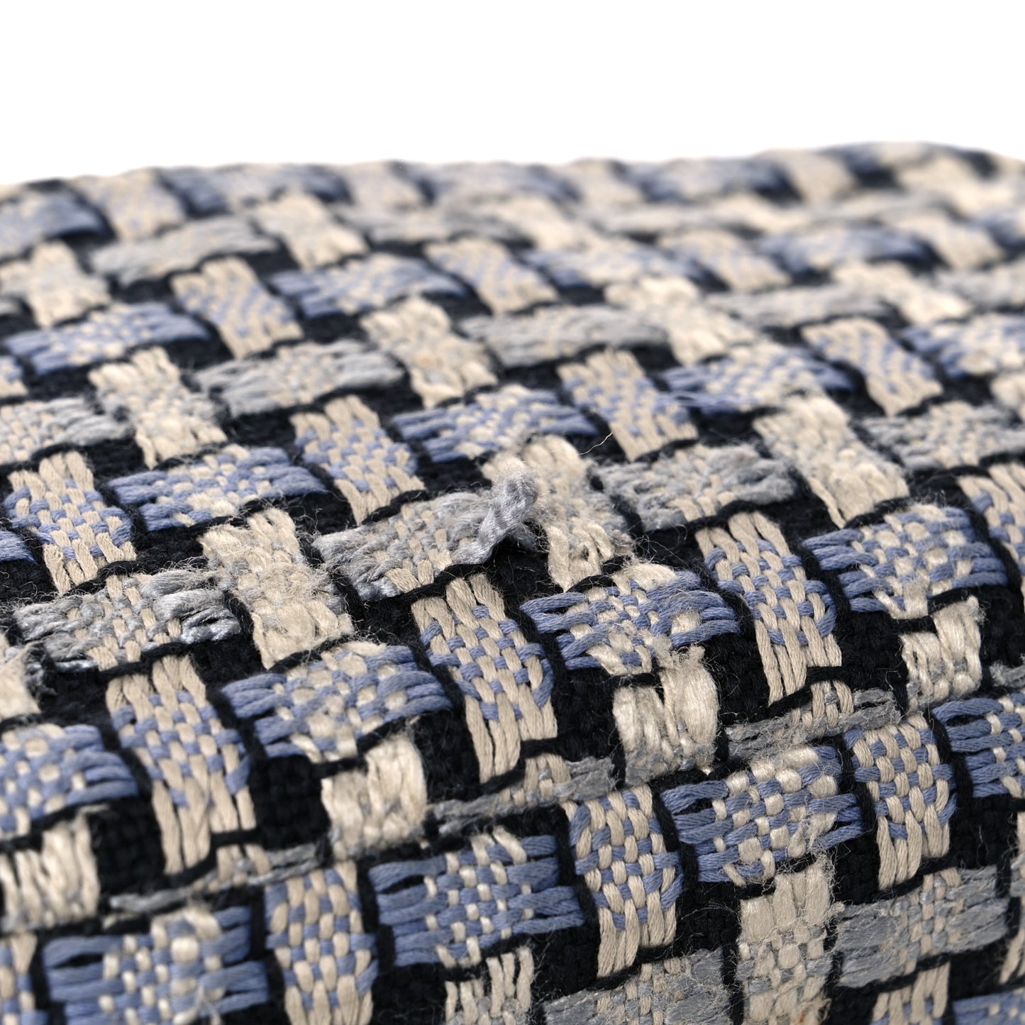 Tweed Calfskin Woven Single Flap Blue