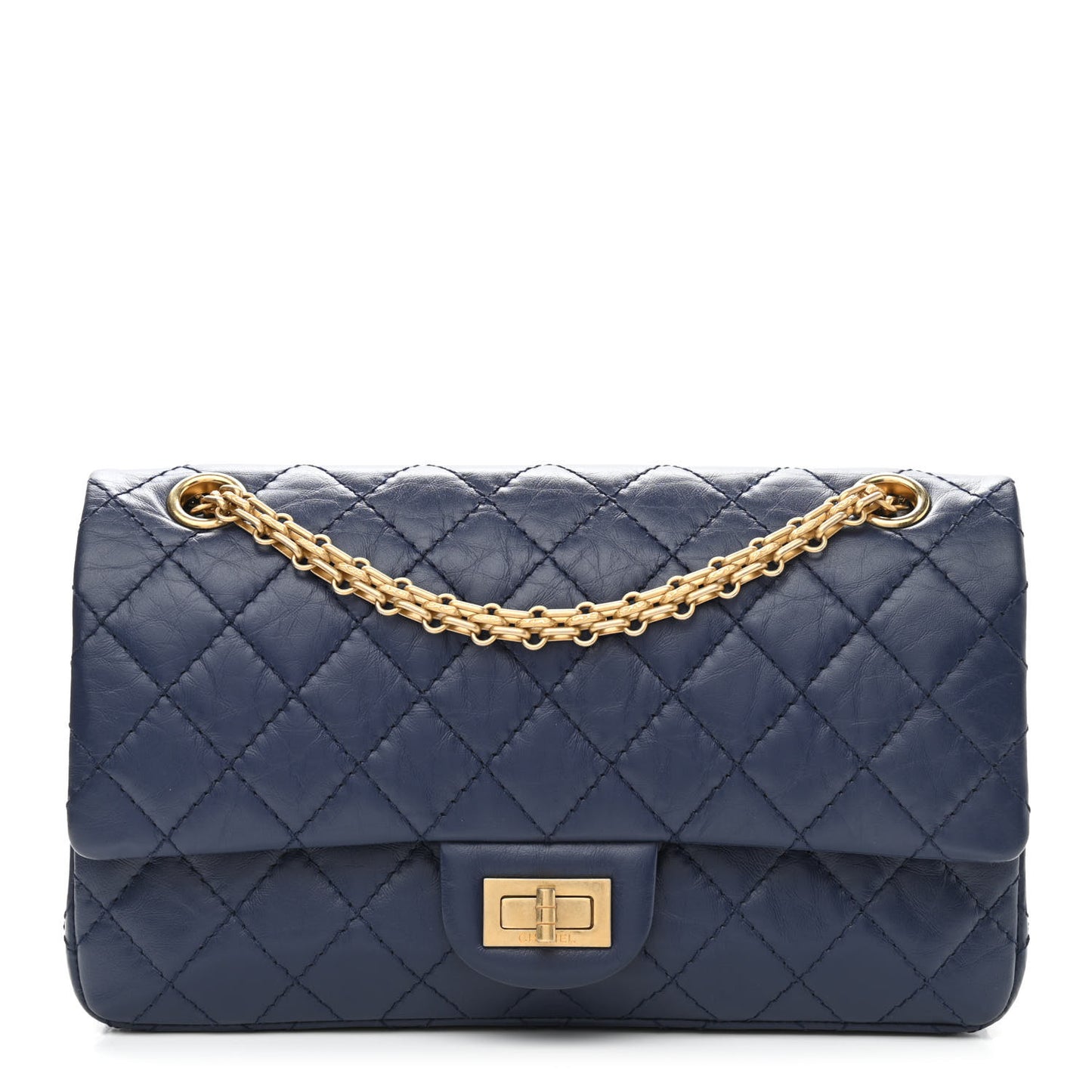 Aged Calfskin Quilted 2.55 Reissue 225 Flap Navy