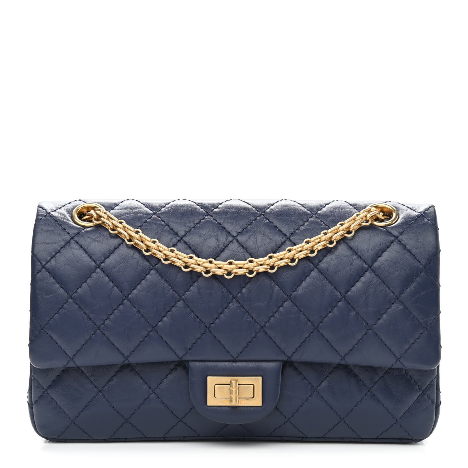 Chanel Aged Calfskin Quilted 2.55 Reissue 225 Flap Navy 1 of 13