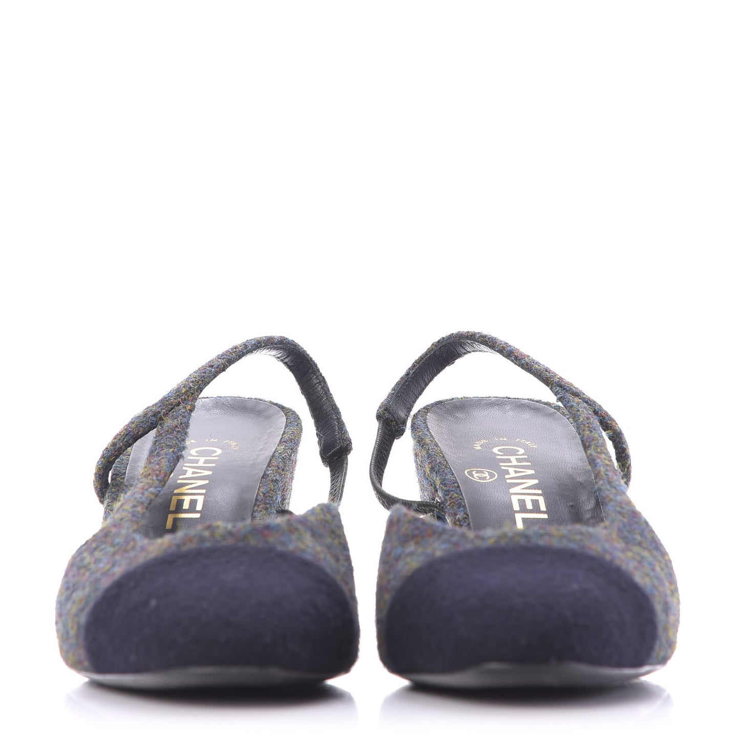 Wool Cap Toe CC Slingback Pumps 38 Black Dark Grey