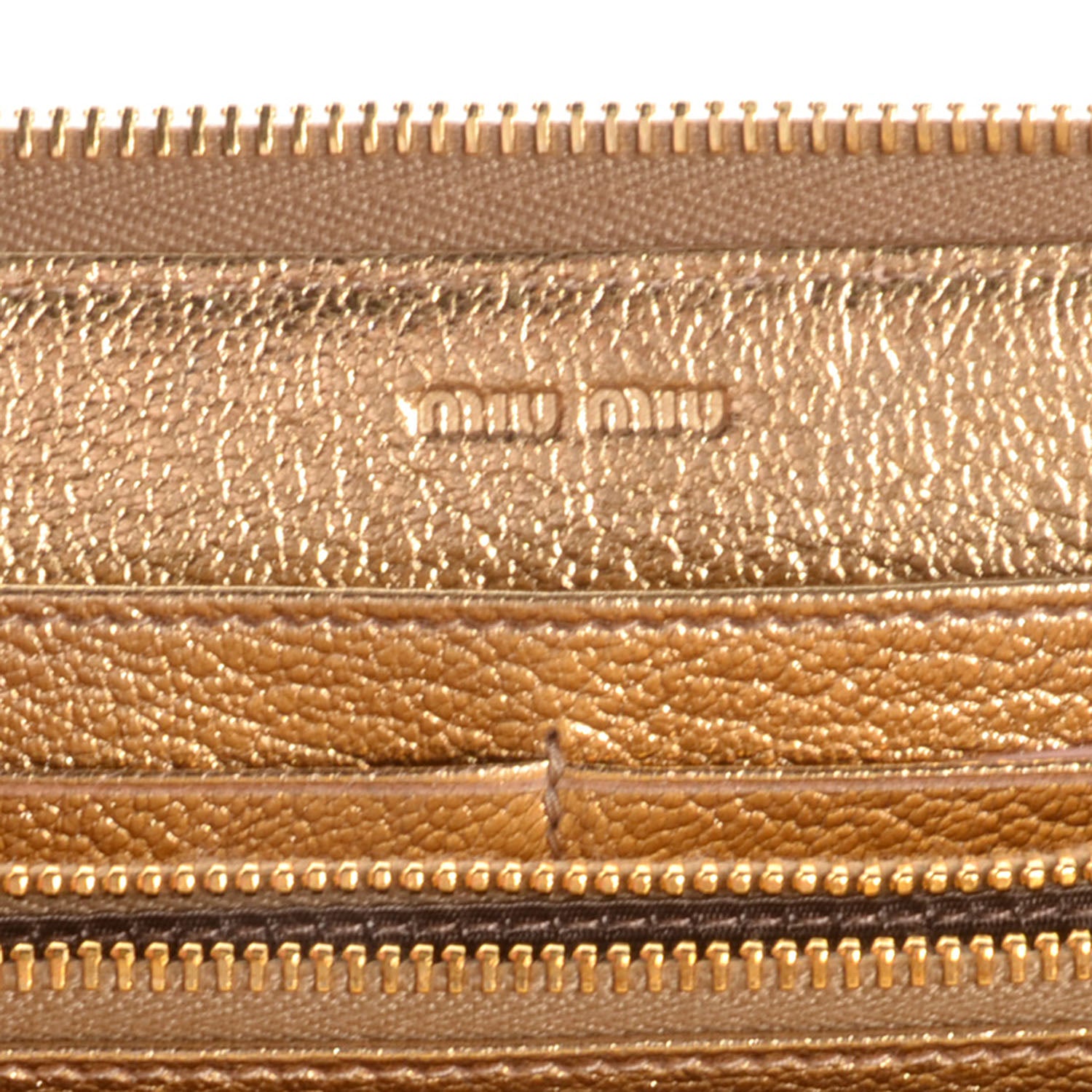 Miu Miu Goatskin Madras Zip Around Wallet Platinum 7 of 11