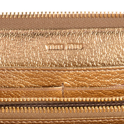 Miu Miu Goatskin Madras Zip Around Wallet Platinum 7 of 11